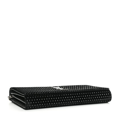 Saint Laurent Velvet Crystal Monogram Chain Wallet Black 4 of 10