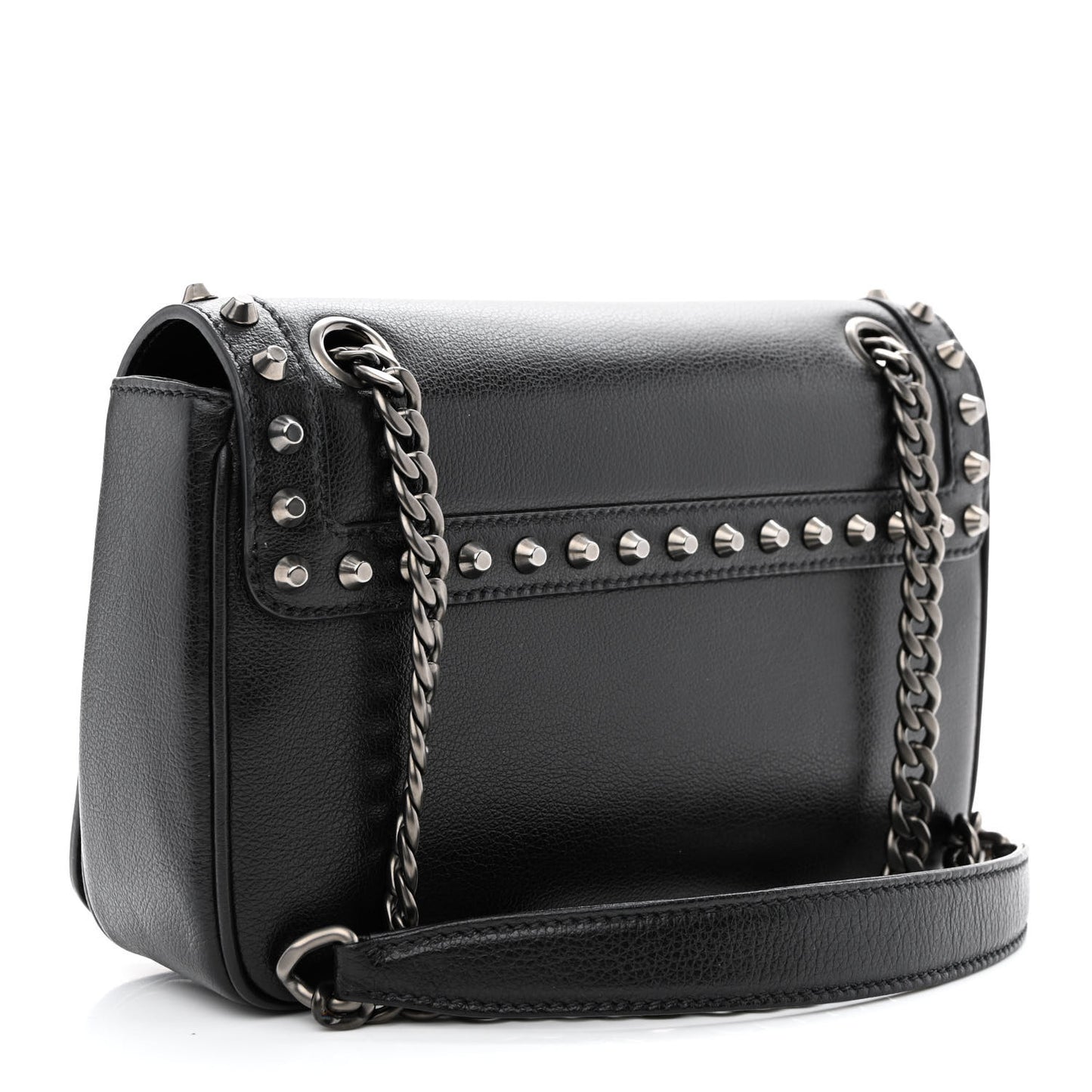 Glace Calfskin Studded Crossbody Black