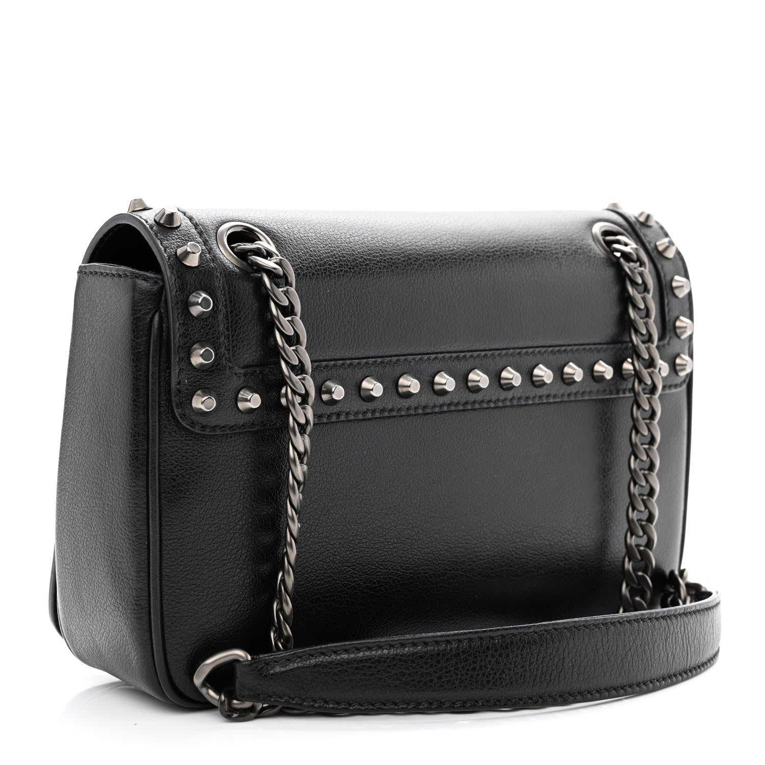 Prada Glace Calfskin Studded Crossbody Black 3 of 11