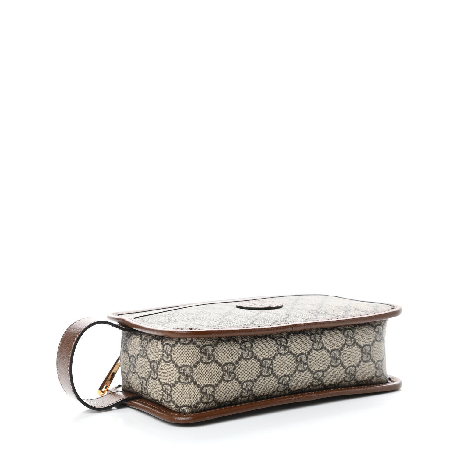 Gucci GG Supreme Monogram Textured Calfskin Retro Interlocking G Travel Pouch Beige Ebony Brown Sugar 4 of 11