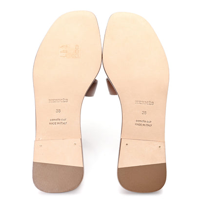 Hermes Box Calfskin Oran Sandals 38 Gold 6 of 9