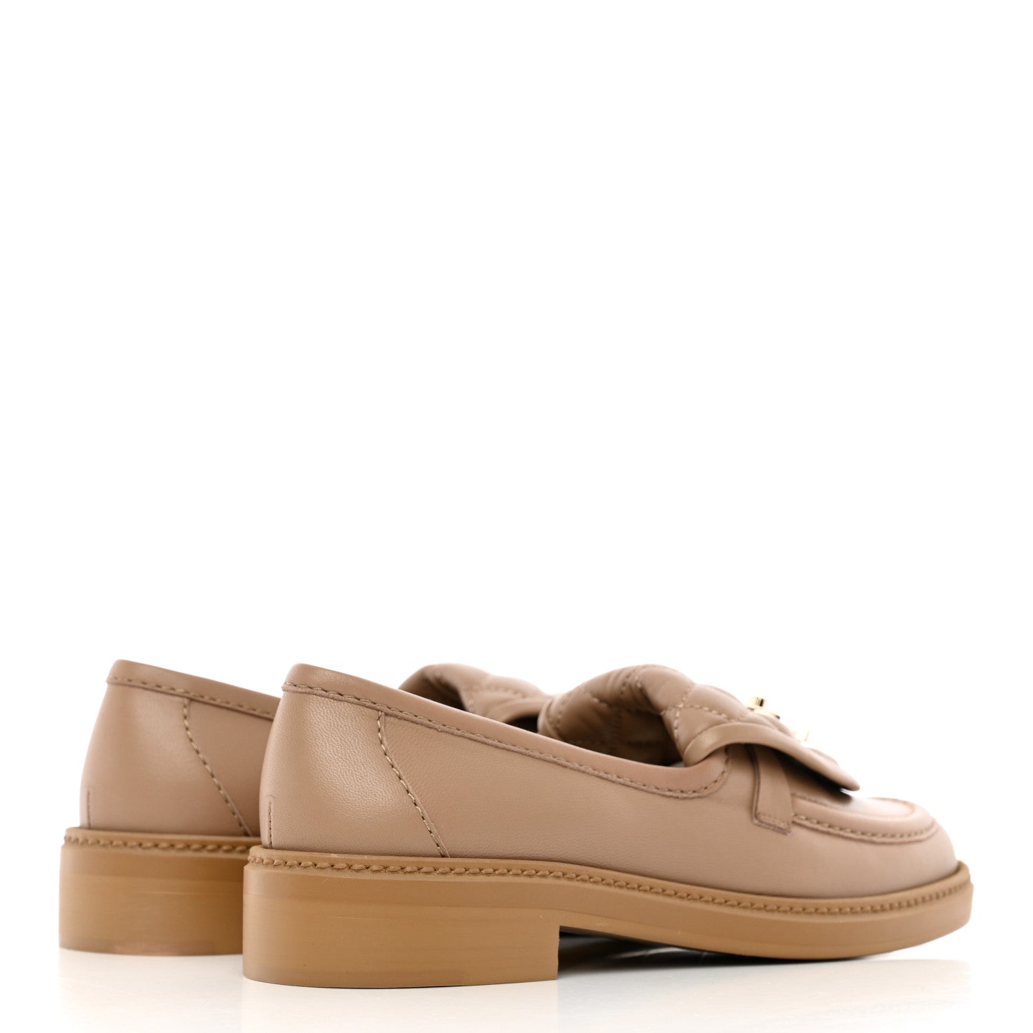 Chanel Lambskin Quilted CC Turnlock Loafers 37.5 Beige 4 of 14