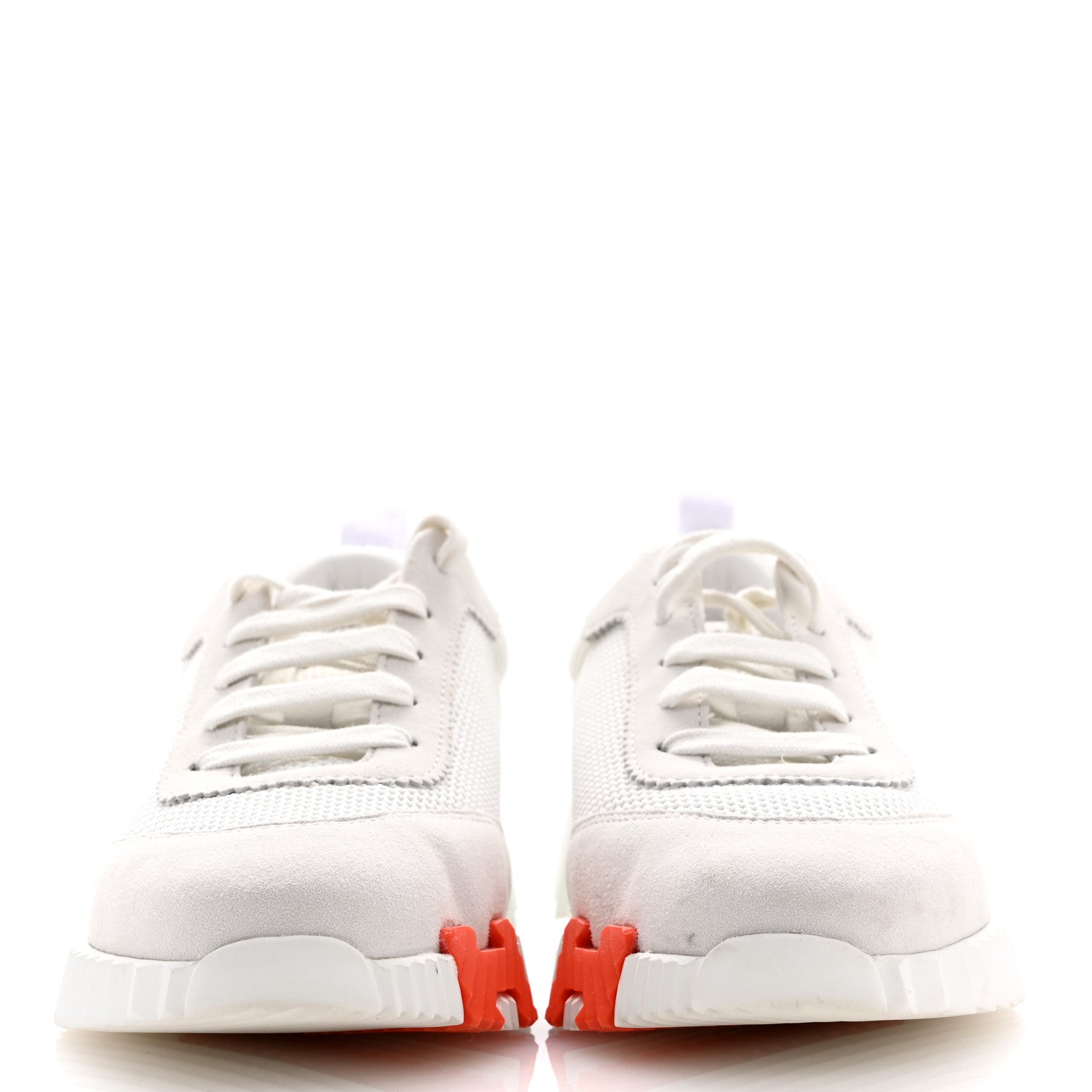 Hermes Air Mesh Suede Goatskin Bouncing Sneakers 38 White Orange Pink 3 of 10