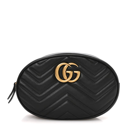 Gucci Calfskin Matelasse GG Marmont Belt Bag 95 38 Black 1 of 10