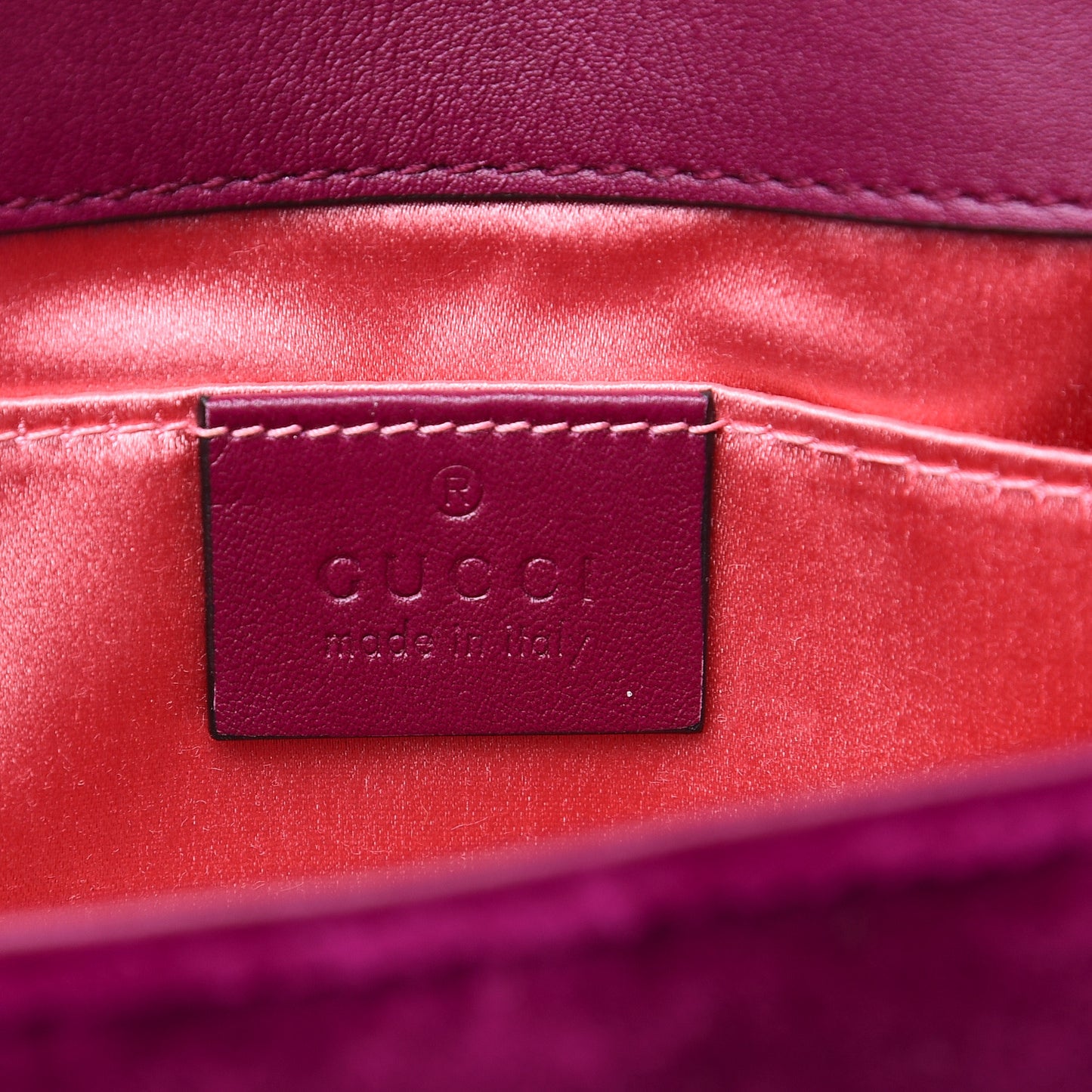 Velvet Matelasse Mini GG Marmont Shoulder Bag Fuchsia Violet Cyclamen