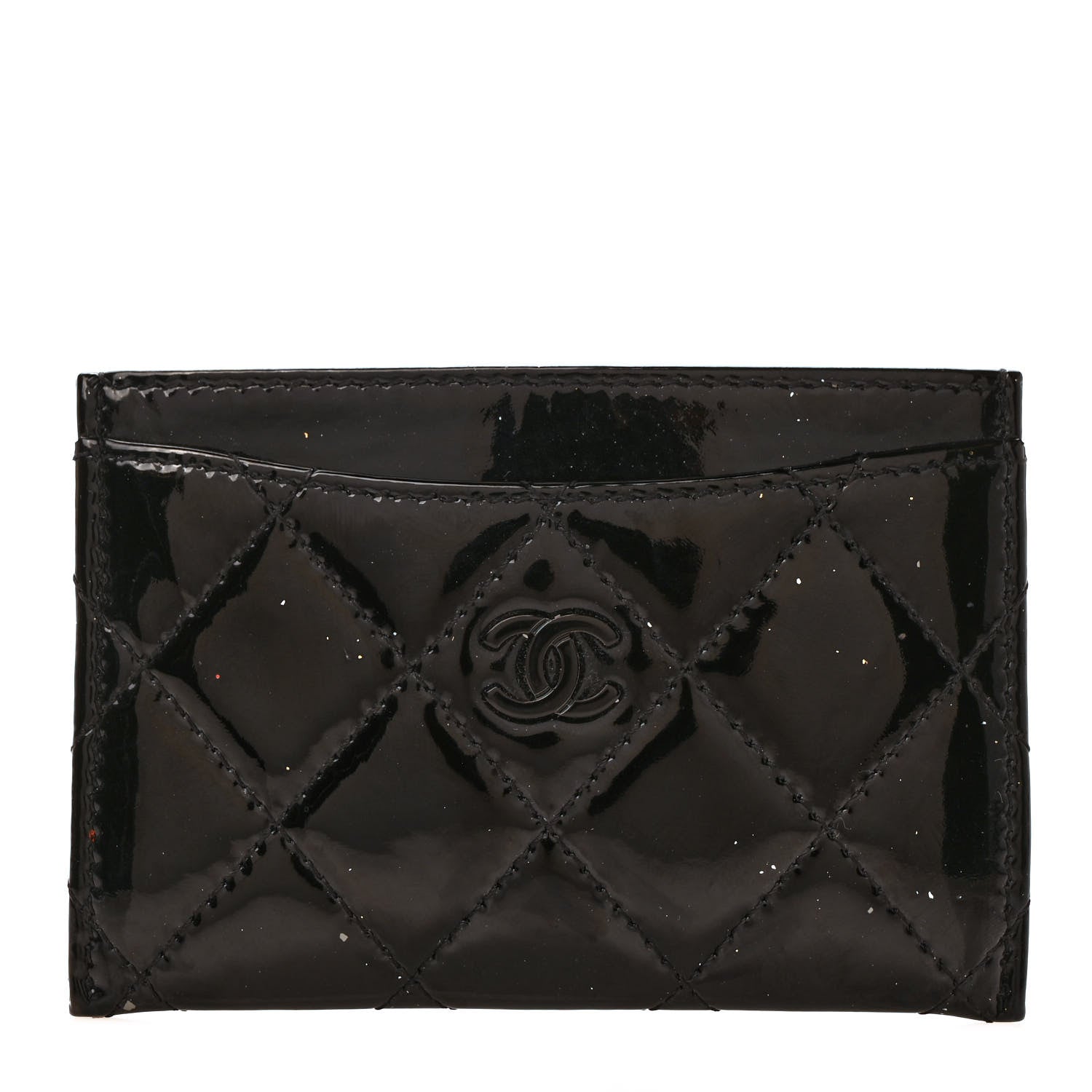 Chanel Patent Calfskin Quilted Card Holder So Black 1 of 7