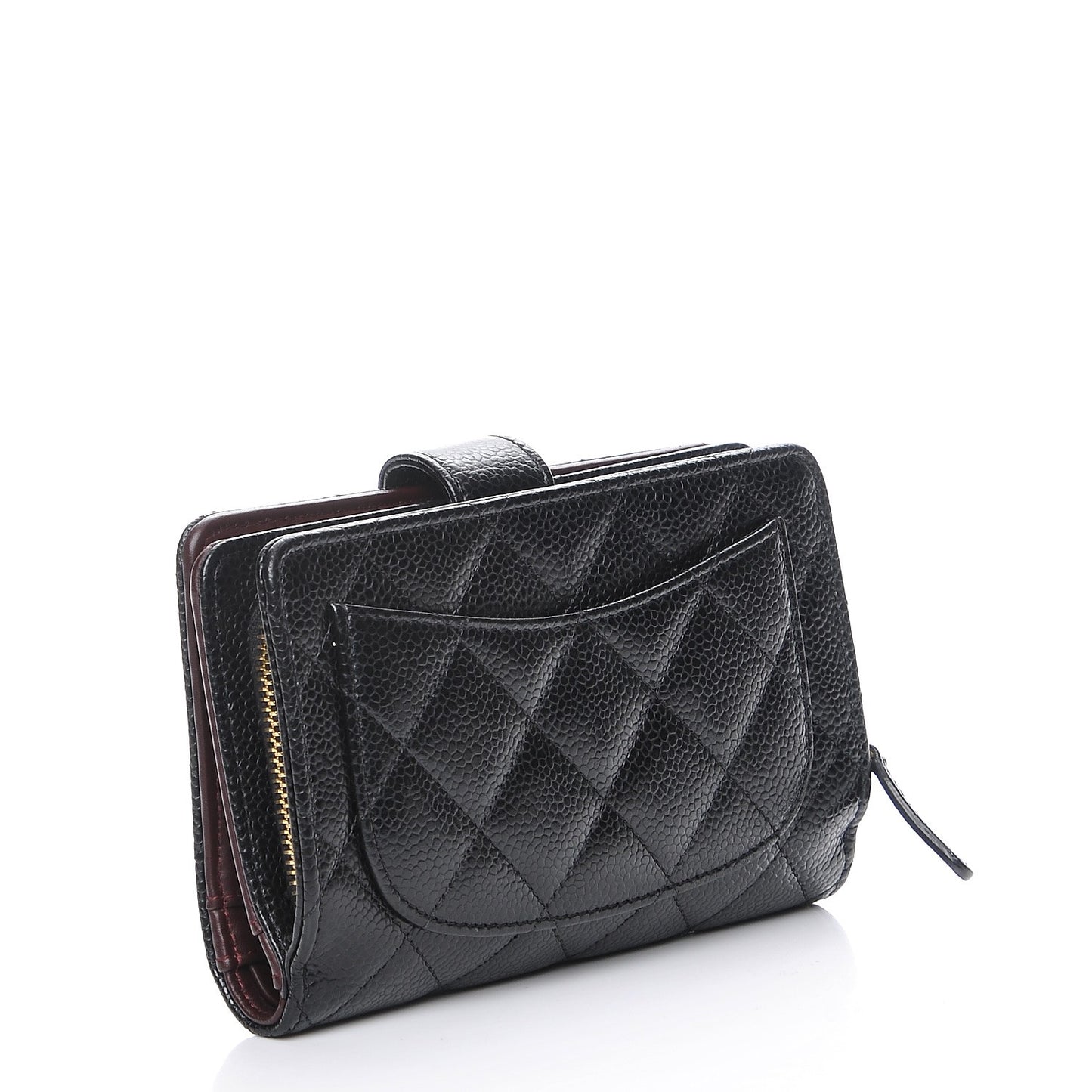 Caviar Quilted Zipped Pocket Wallet Black