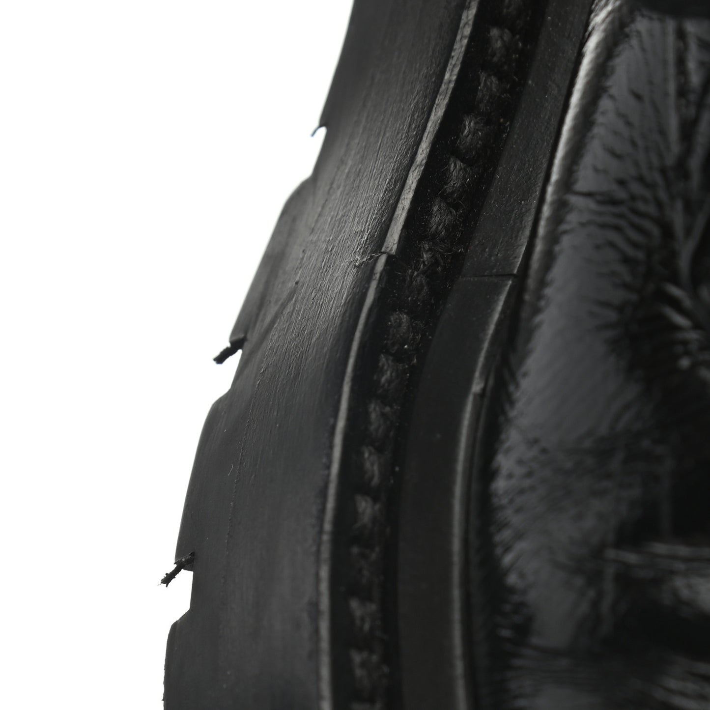Shiny Calfskin Quilted Lace Up Combat Boots 35 Black