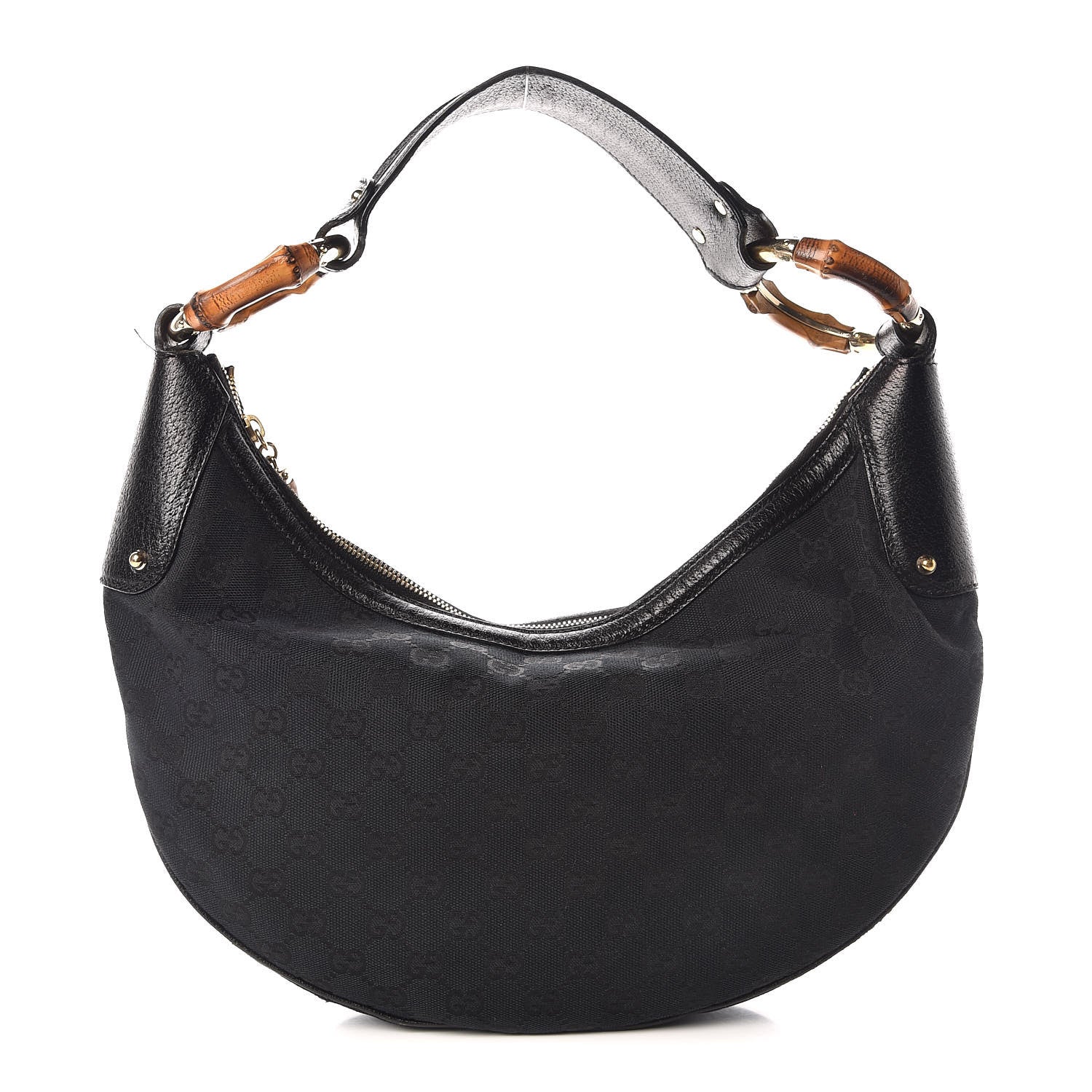 Gucci Monogram Bamboo Ring Hobo Black 1 of 8