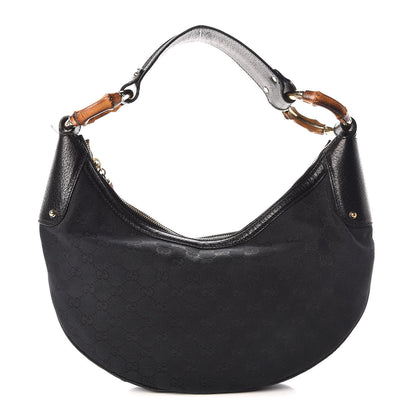 Gucci Monogram Bamboo Ring Hobo Black 1 of 8