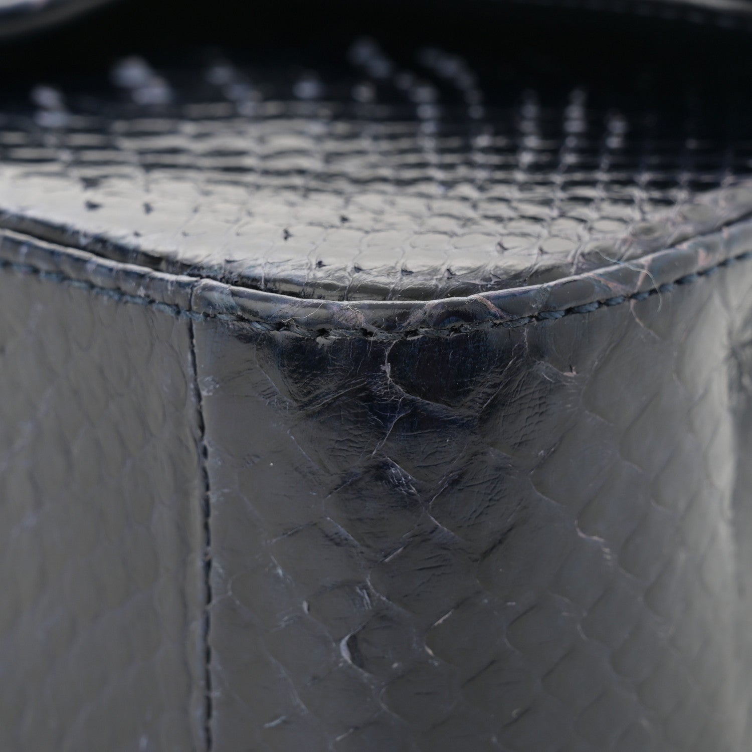 Chanel Snakeskin Mini Rectangular Flap Navy Blue 12 of 12