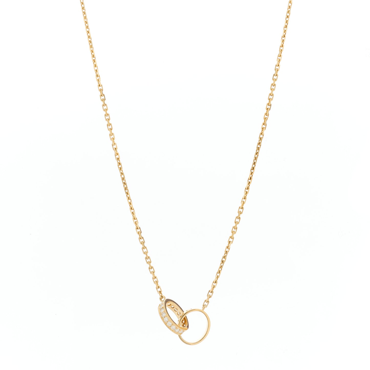 18K Yellow Gold Diamond Interlocking LOVE Necklace