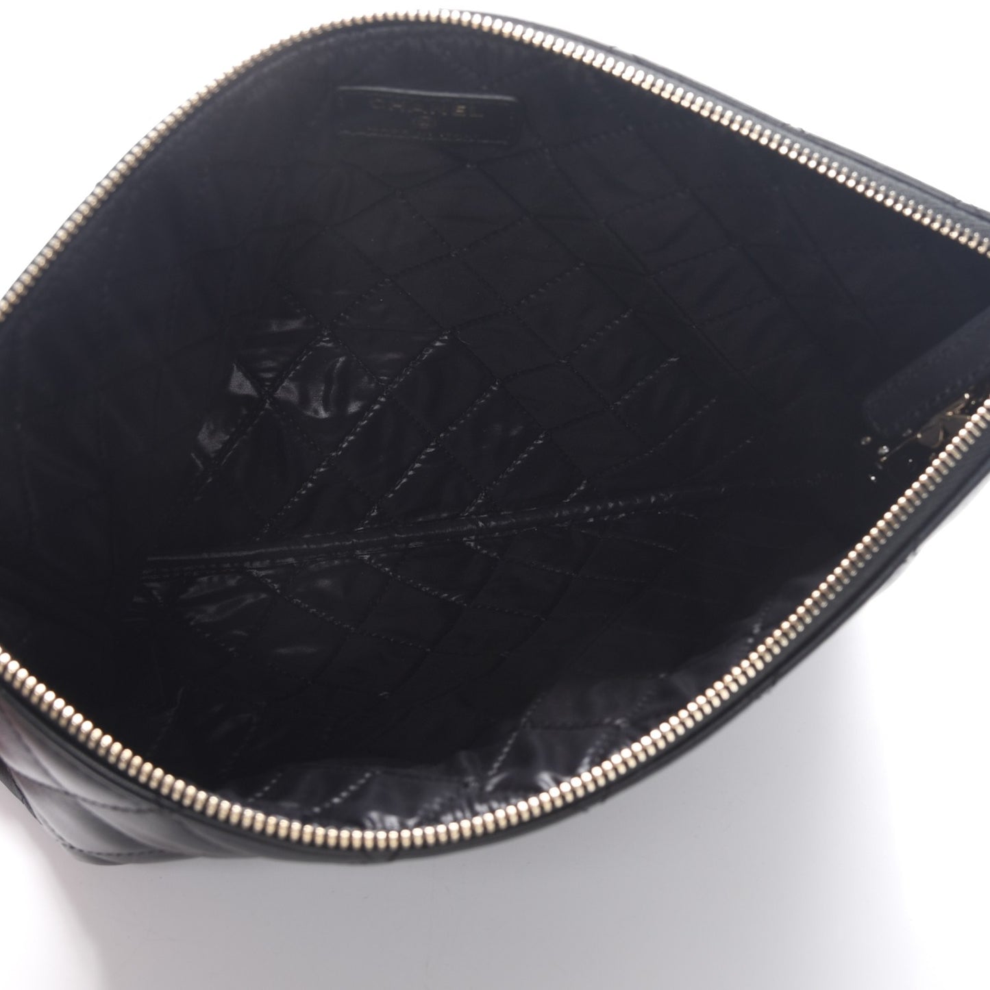 Lambskin Quilted Medium Casino Beauty CC Cosmetic Case Black