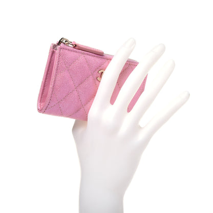 Chanel Iridescent Caviar Quilted Zipped Key Holder Case Rose Pink 2 of 11