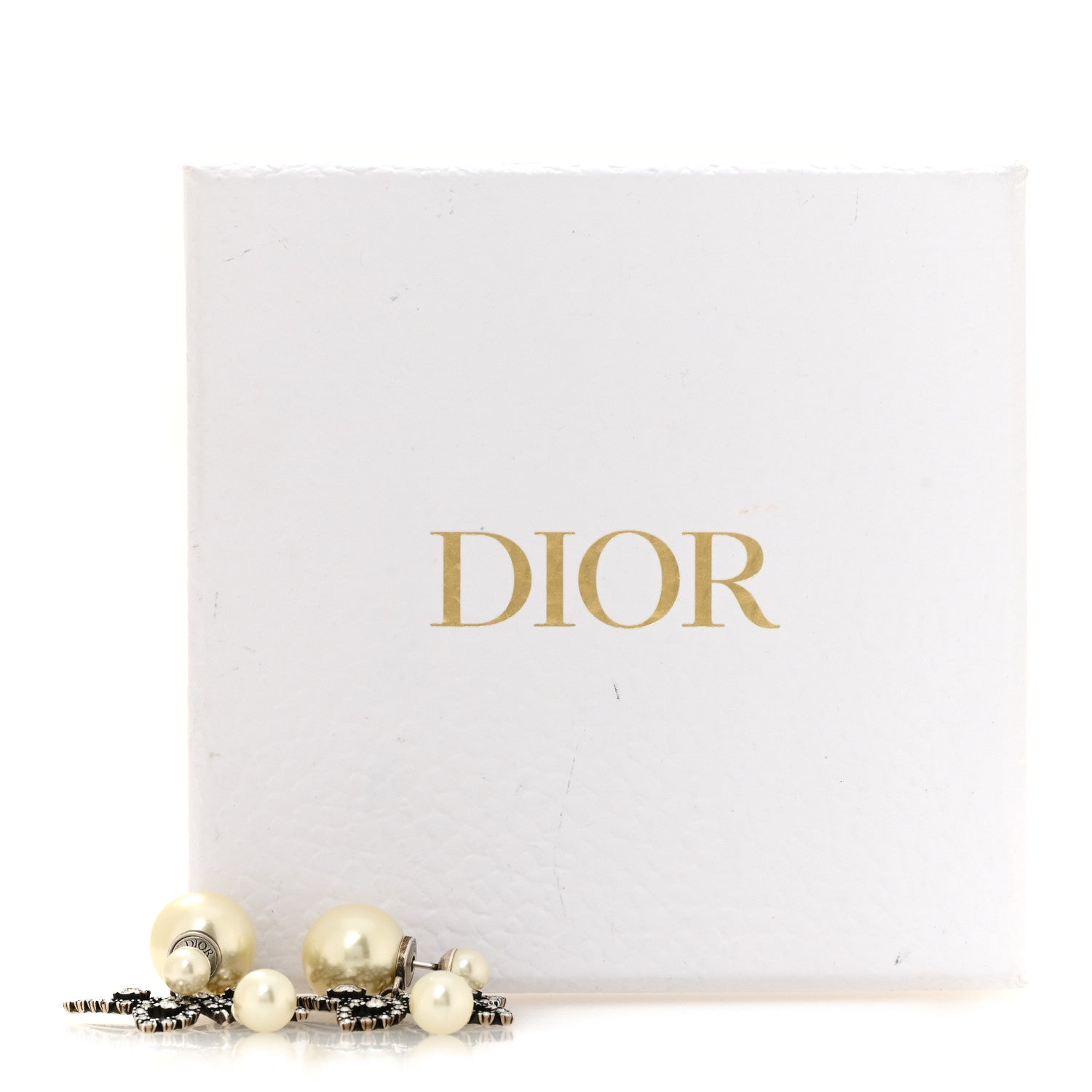 Christian Dior Pearl Crystal Butterfly Tribal Earrings Silver 5 of 5