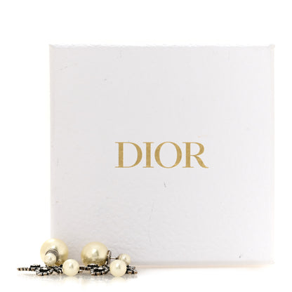 Christian Dior Pearl Crystal Butterfly Tribal Earrings Silver 5 of 5