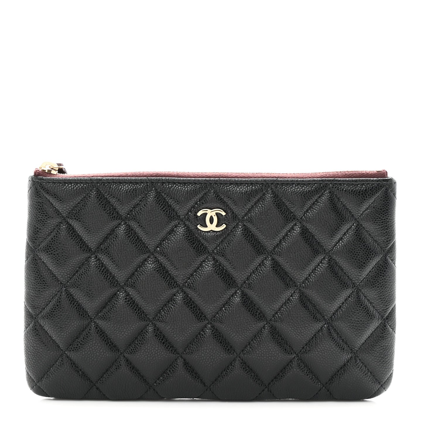 Caviar Quilted Small Zipped Pouch Black