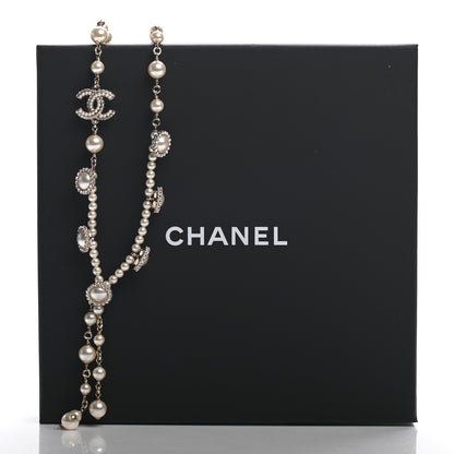 Chanel Pearl Crystal CC Short Logo Necklace Gold 5 of 5