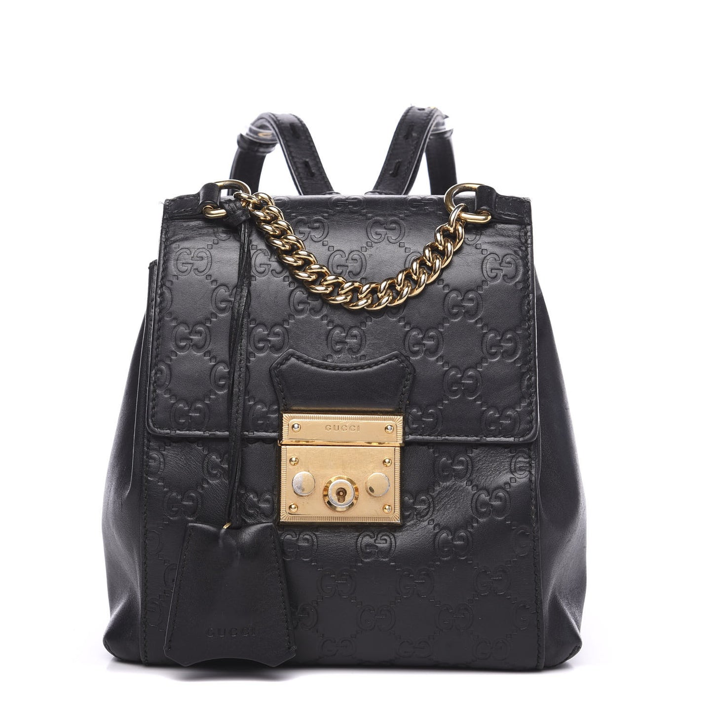 Guccissima Signature Padlock Backpack Black