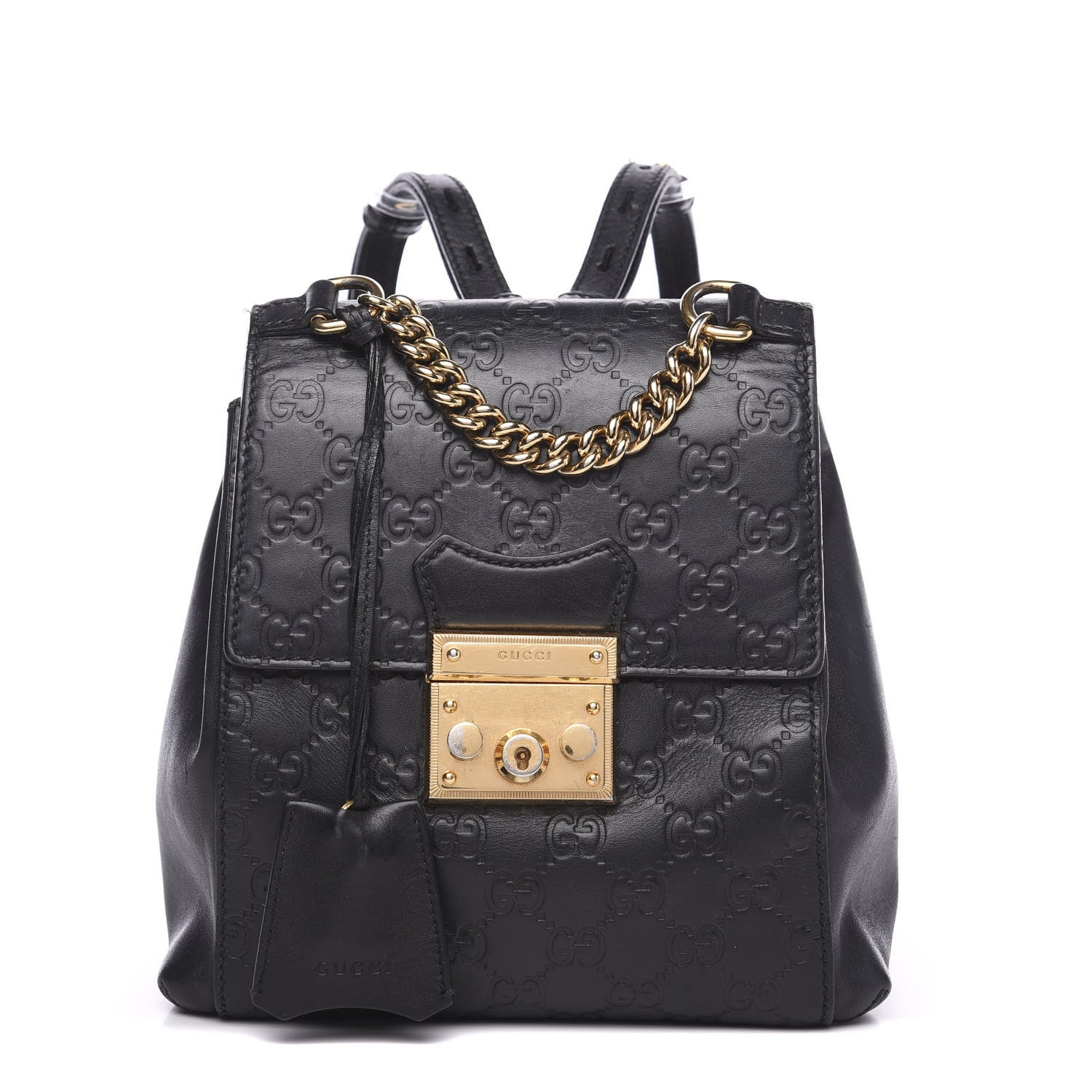 Gucci Guccissima Signature Padlock Backpack Black 1 of 15
