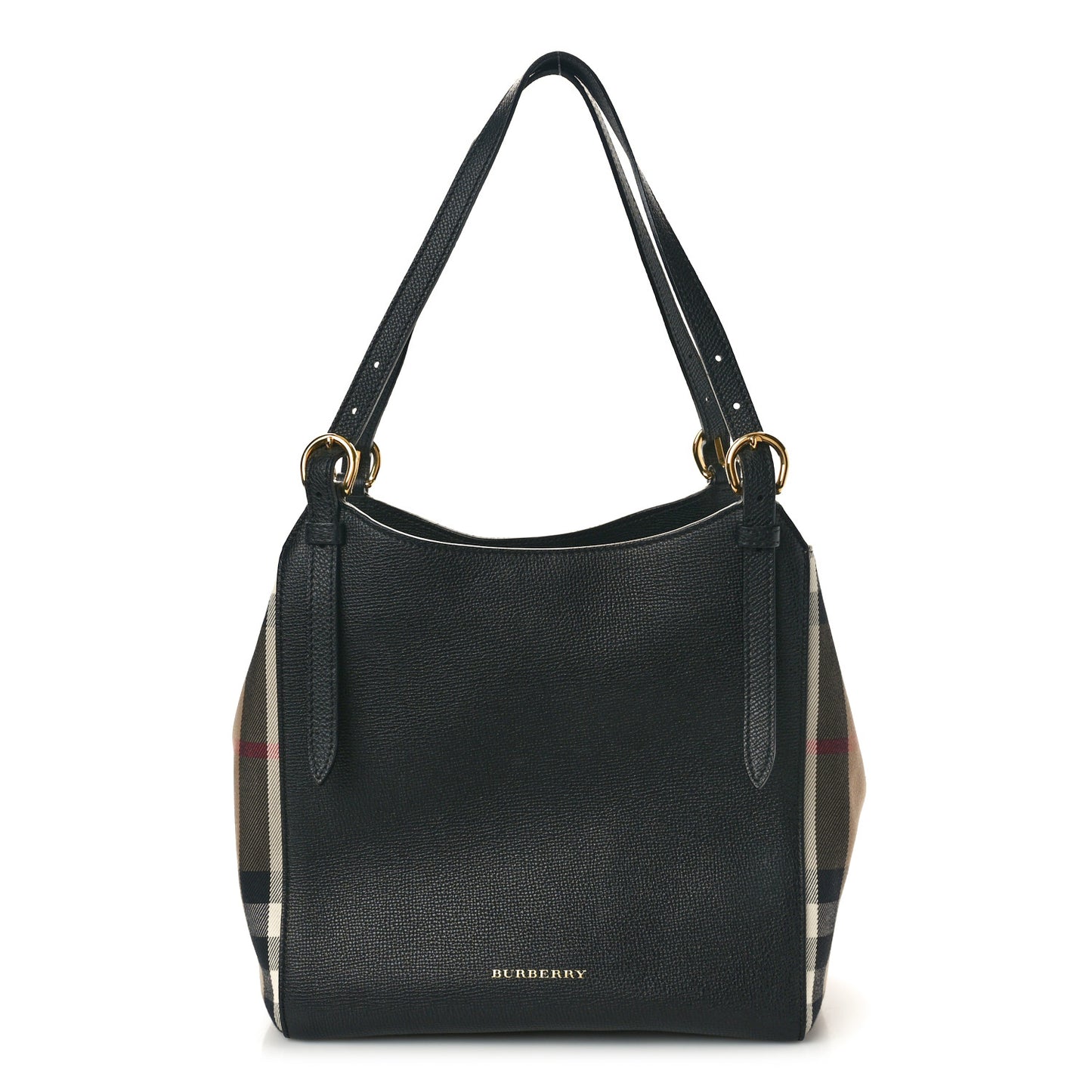 Grainy Calfskin House Check Small Canterbury Black