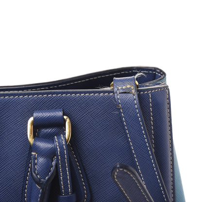 Prada Saffiano Lux Medium Bi-Color Tote Bluette Turchese 8 of 9