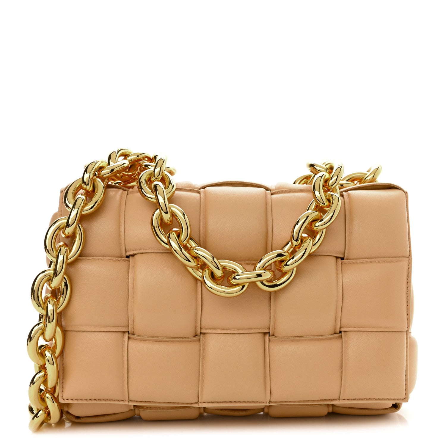 Bottega Veneta Lambskin Maxi Intreccio Padded Chain Cassette Crossbody Bag Almond 1 of 11