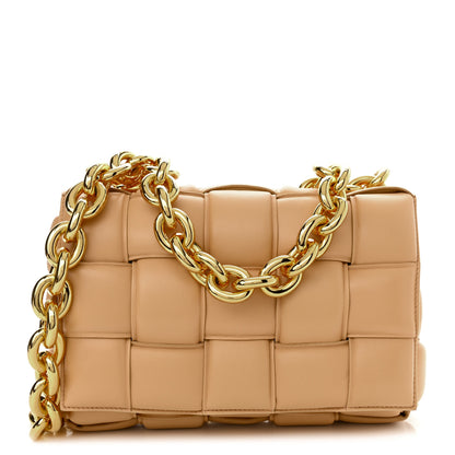 Bottega Veneta Lambskin Maxi Intreccio Padded Chain Cassette Crossbody Bag Almond 1 of 11