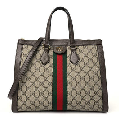 Gucci GG Supreme Monogram Web Medium Ophidia Tote Bag Brown 1 of 9