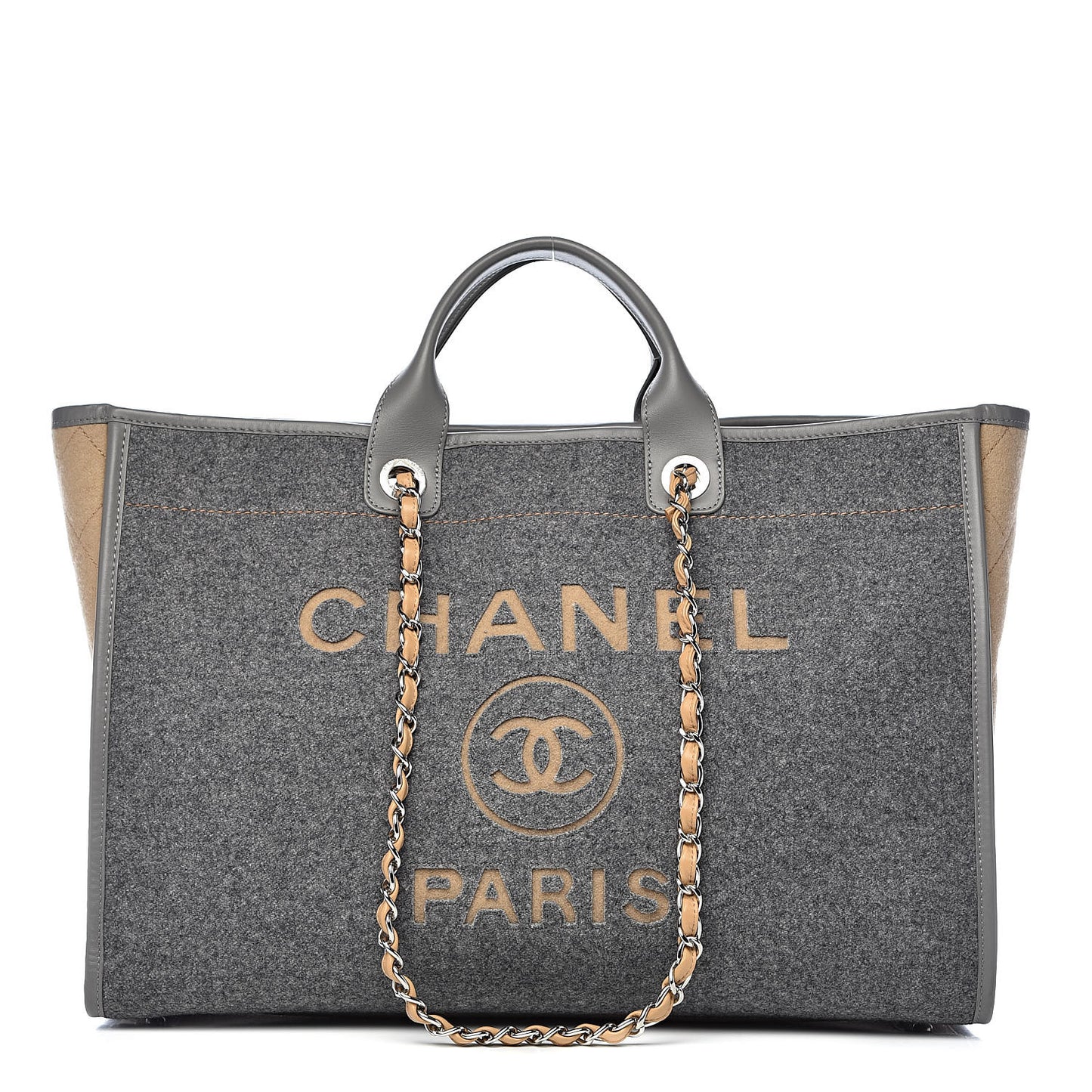 Wool Felt Large Deauville Tote Grey Beige