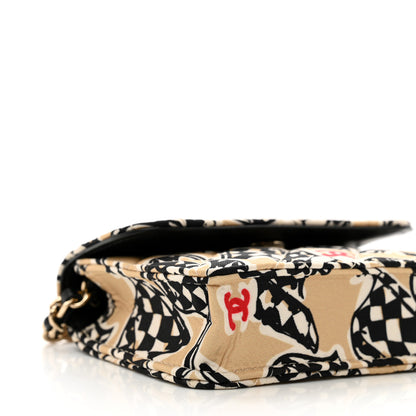 Chanel Canvas Check Flag Printed CC Clutch With Chain Beige Multicolor 9 of 10