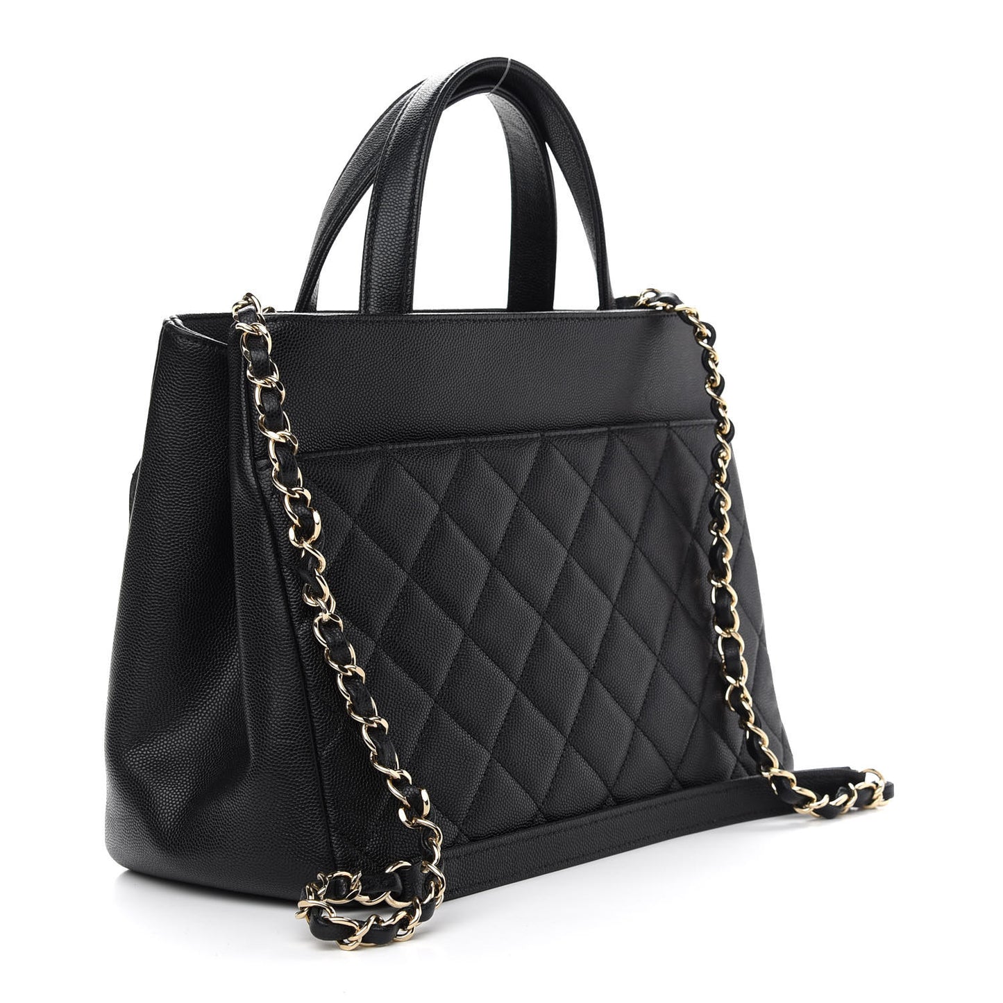 Caviar Quilted Small Business Affinity Shopping Bag Black