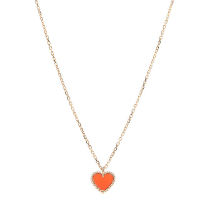 Van Cleef & Arpels 18K Rose Gold Carnelian Sweet Alhambra Heart Pendant Necklace 1 of 7