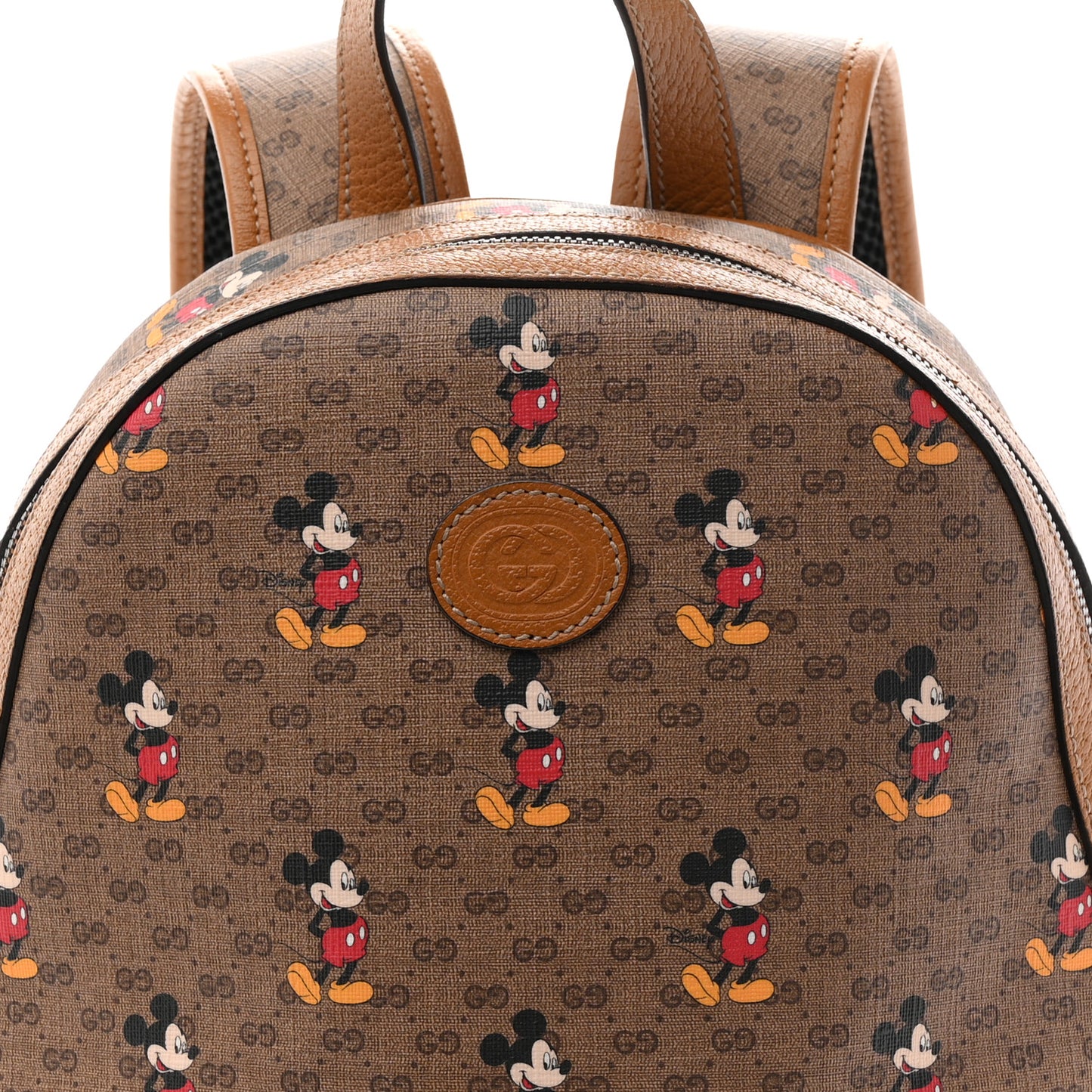 X DISNEY Mini Vintage GG Supreme Monogram Mickey Mouse Small Dome Backpack Beige Vintage Sun Oil Beige Vintage Sun Oil