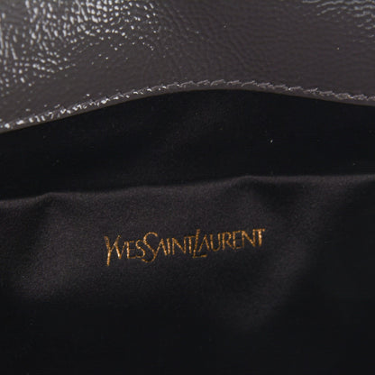 Saint Laurent Textured Patent Monogram Large Belle de Jour Clutch Grey 6 of 7