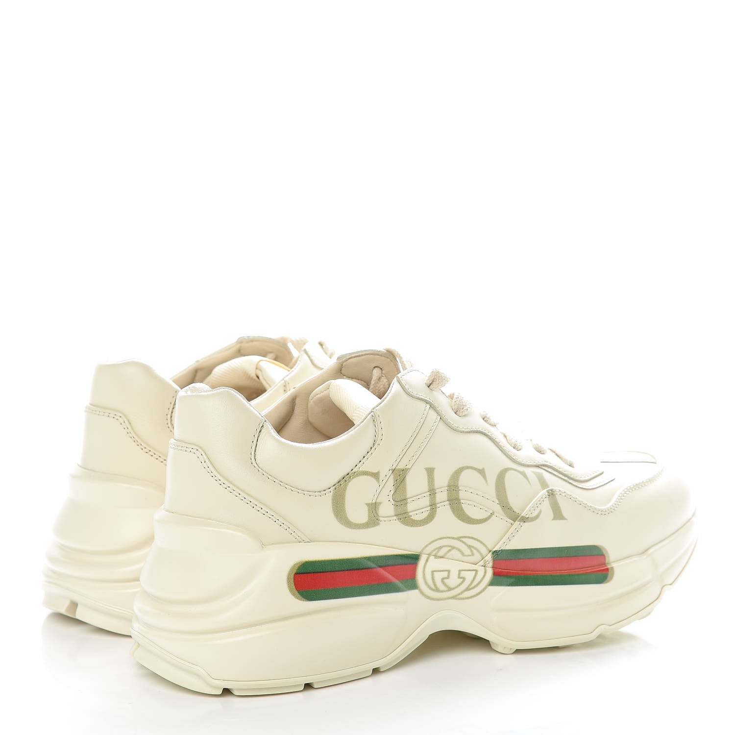 Gucci Calfskin Logo Womens Rhyton Sneakers 36 Ivory 4 of 9