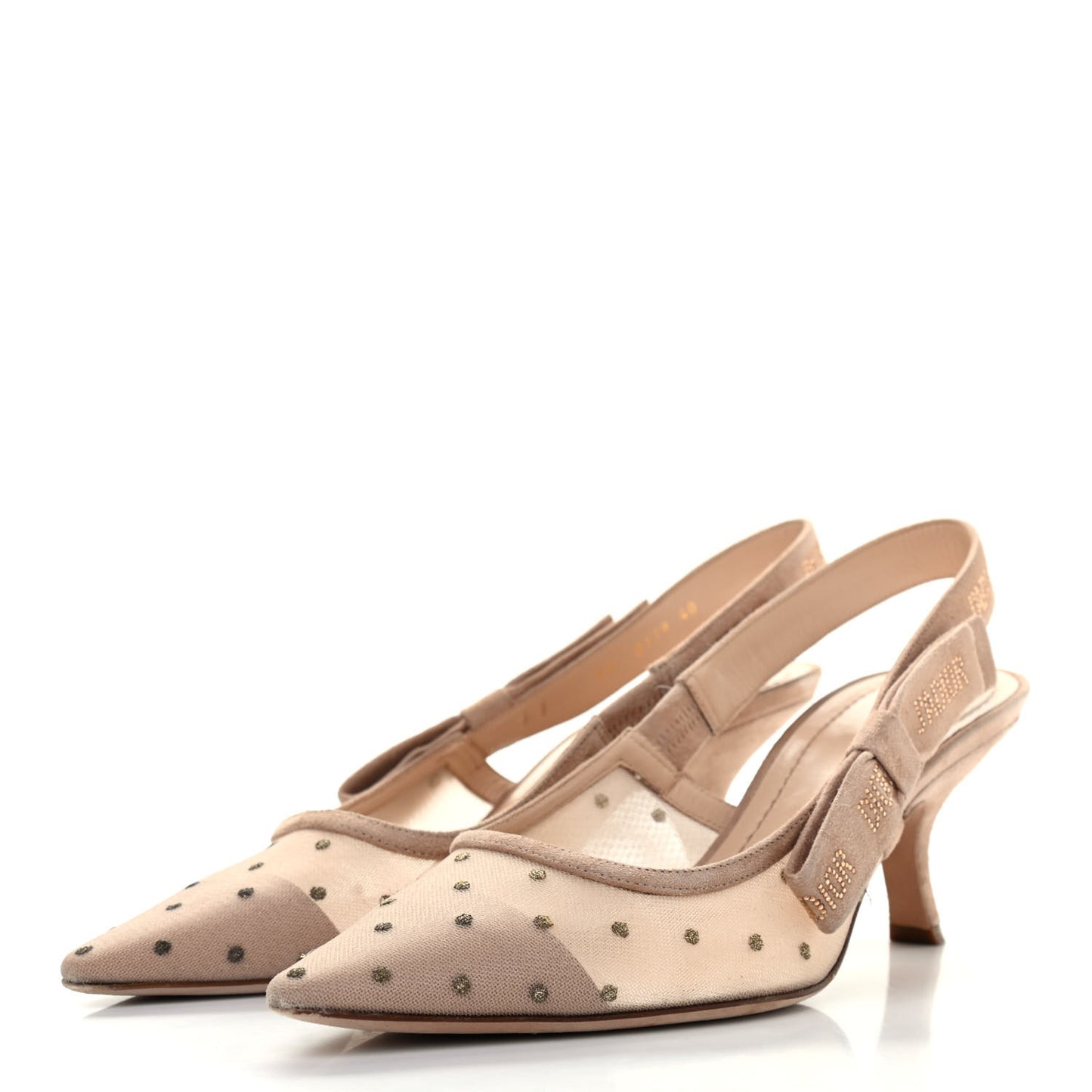 Mesh Suede Crystal J'Adior Slingback 65mm Pumps 40 Nude