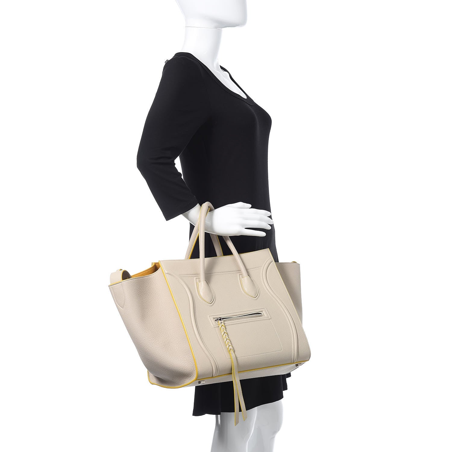Celine Grained Calfskin Medium Phantom Luggage Light Beige 2 of 11