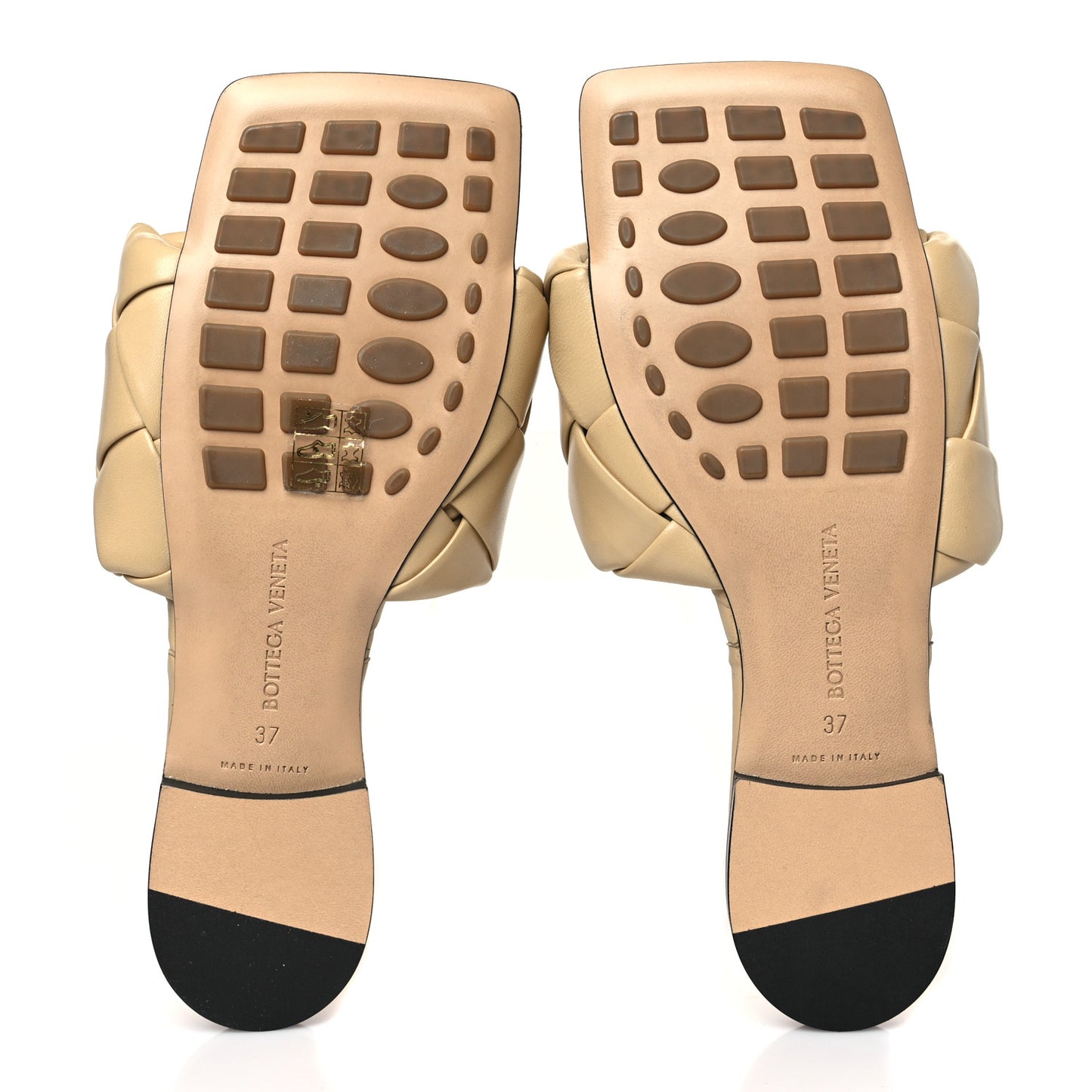 Nappa Maxi Intrecciato Lido Flat Sandals 37 Cane Sugar