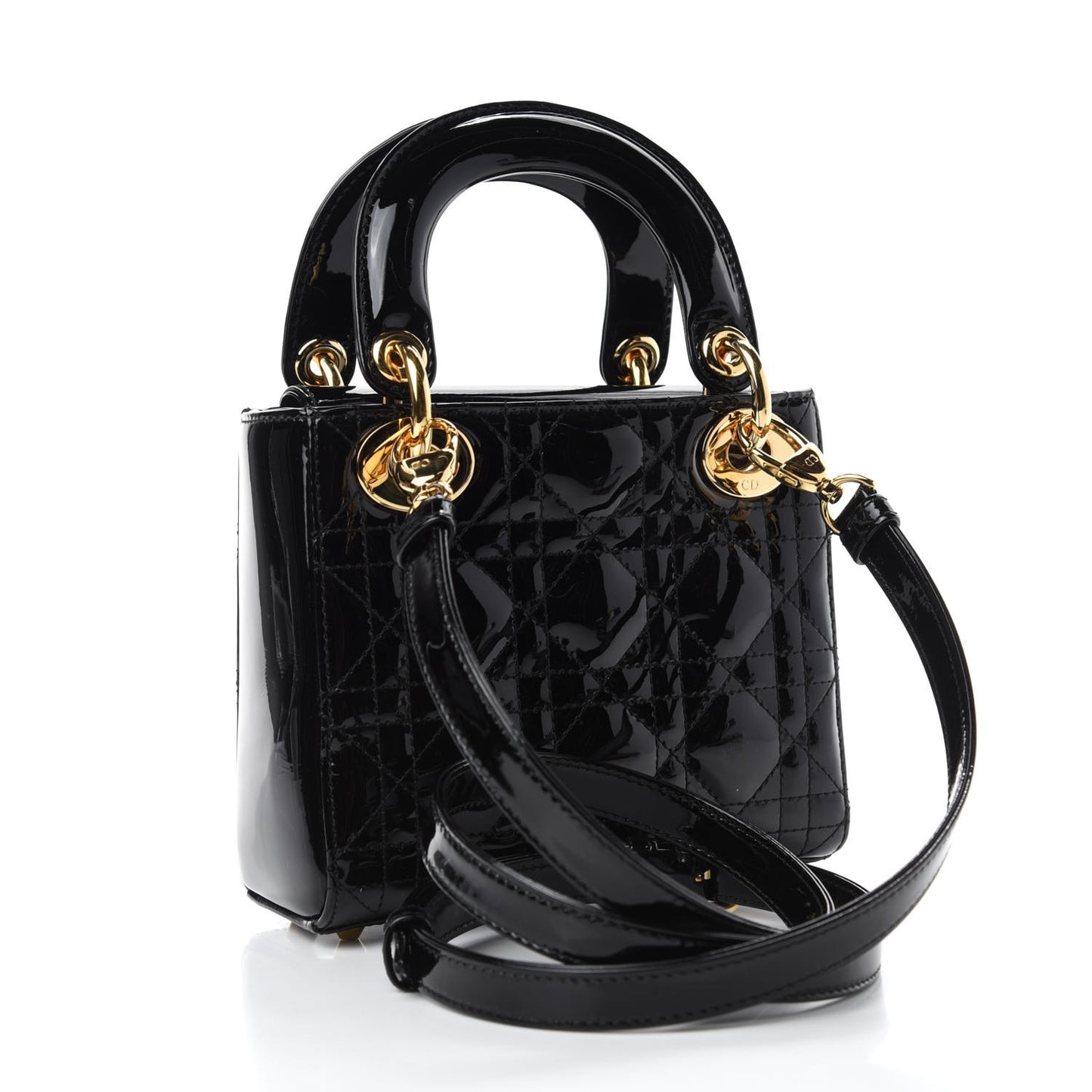 Patent Cannage Mini Lady Dior Black