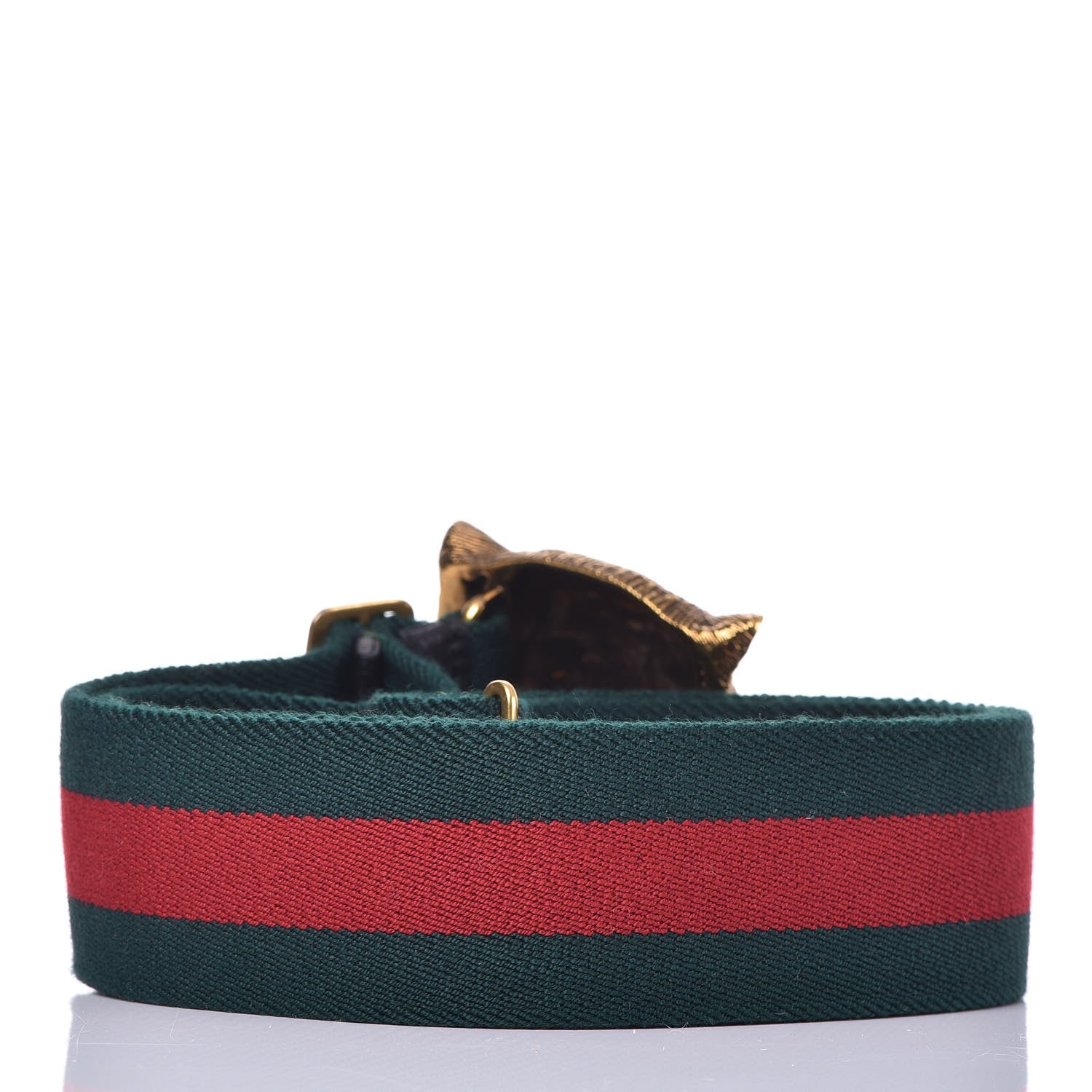 Gucci Web Feline Buckle Belt 75 30 Green Red 3 of 4