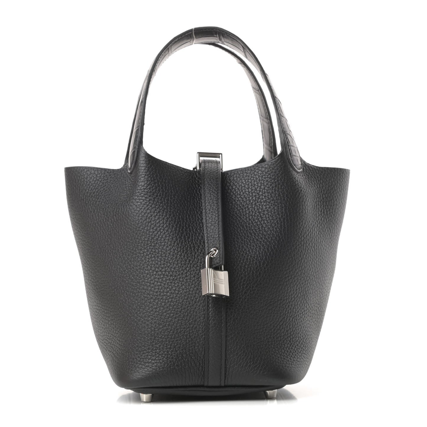 Taurillon Clemence Matte Alligator Picotin Lock Touch 18 PM Black