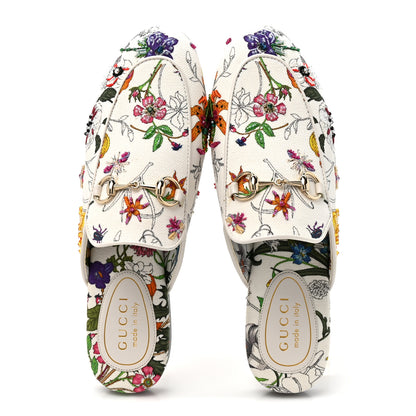 Gucci Canvas Flora Womens Princetown Slippers 36.5  White Multicolor 2 of 10
