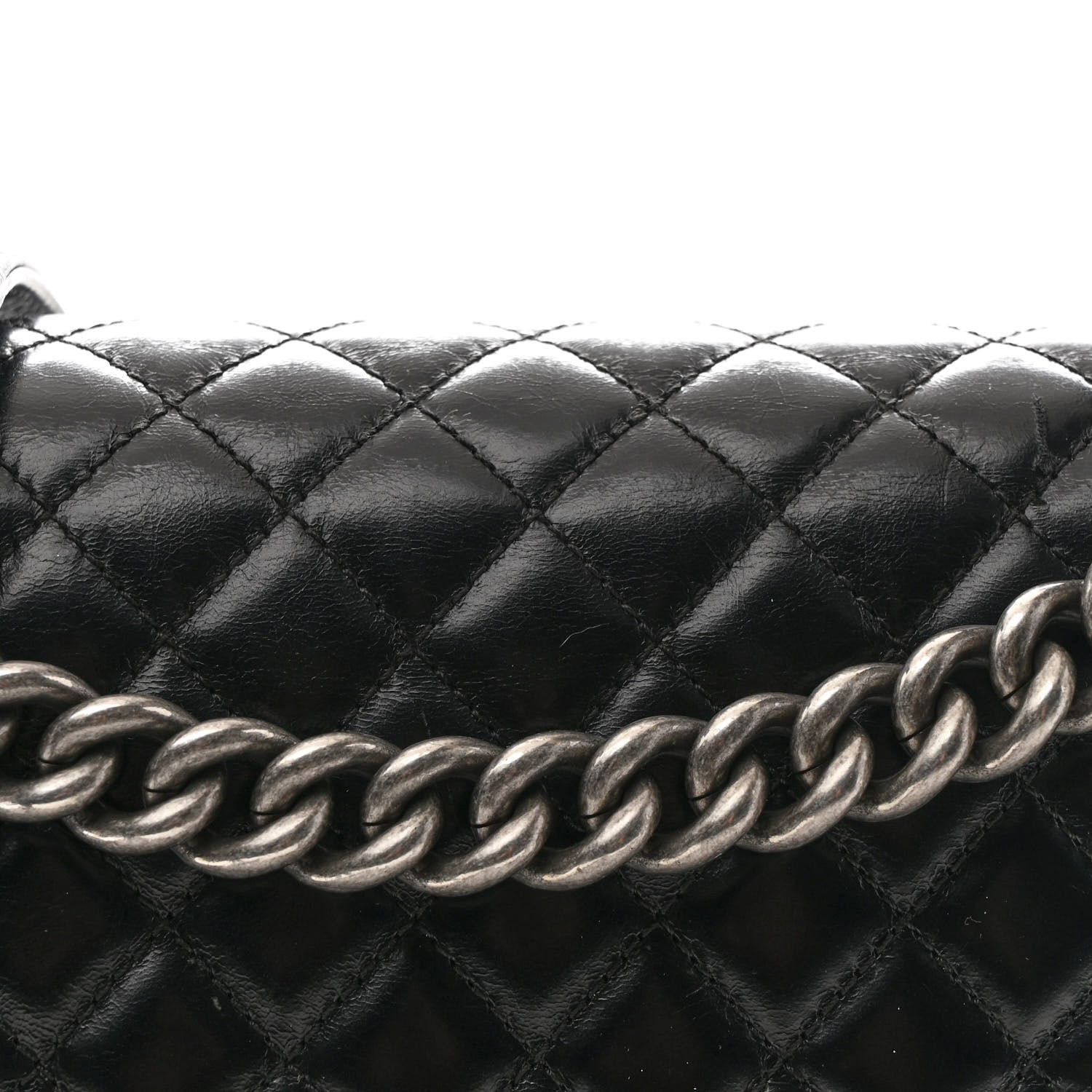 Chanel Glazed Calfskin Quilted New Medium Boy Chained Flap Black 8 of 10