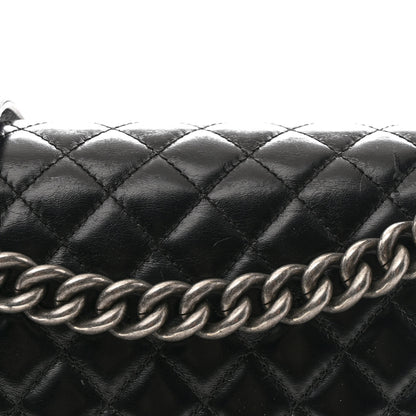 Chanel Glazed Calfskin Quilted New Medium Boy Chained Flap Black 8 of 10