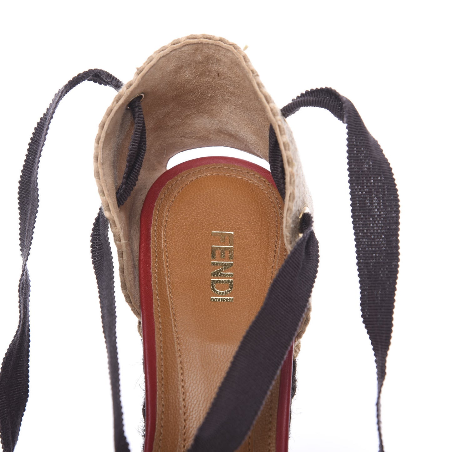 Vachetta Jute Nastro Espadrille Wedge Sandals 37.5 Rosso Moro