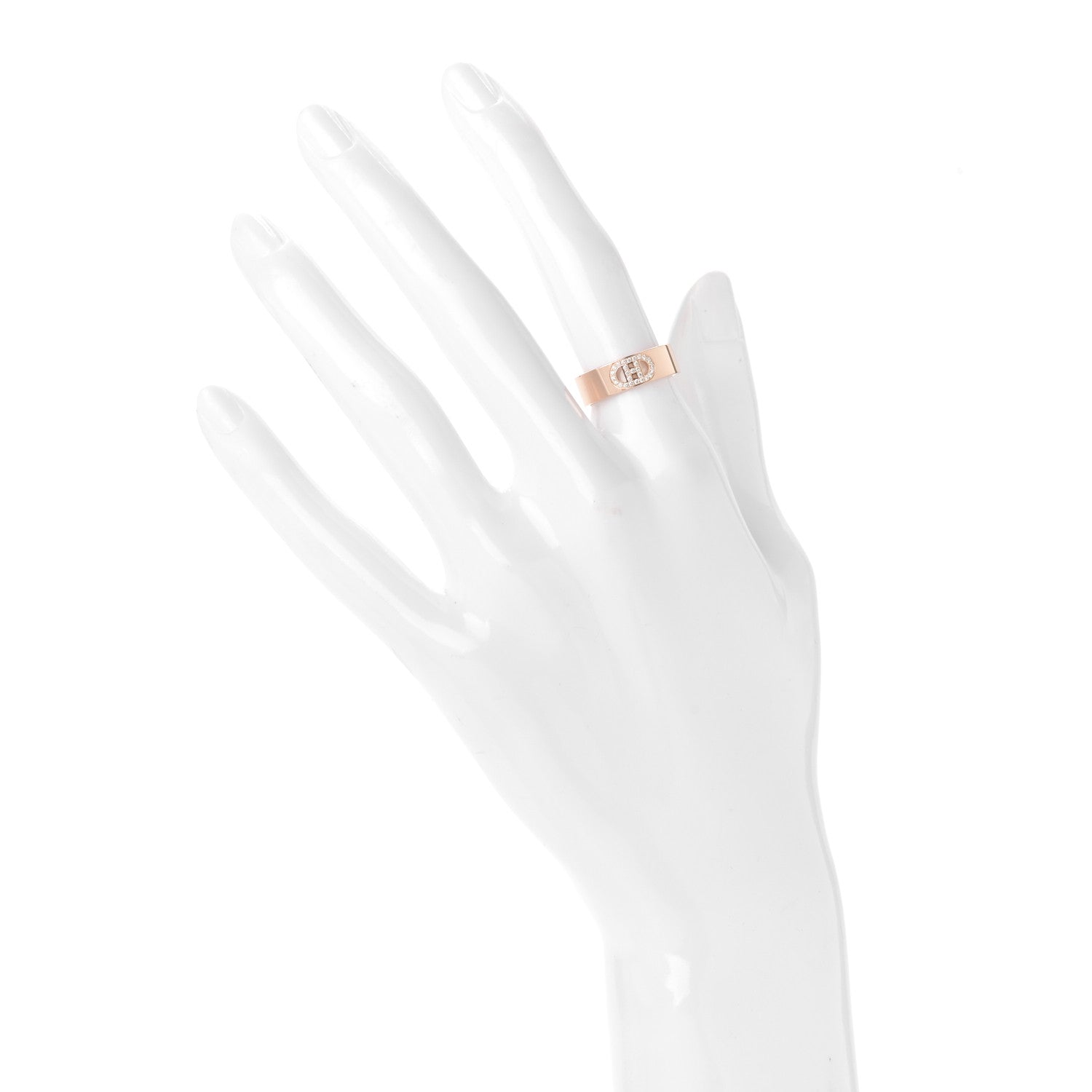 Hermes 18K Rose Gold Diamond PM H D'Ancre Ring 50 5.25 2 of 5
