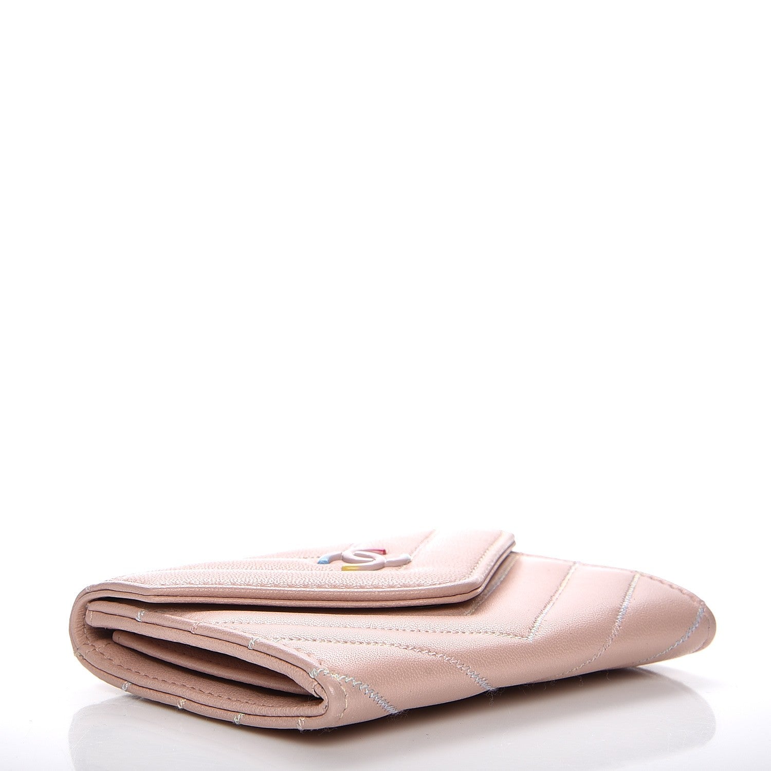 Chanel Lambskin Chevron Quilted Card Holder Light Pink 4 of 7