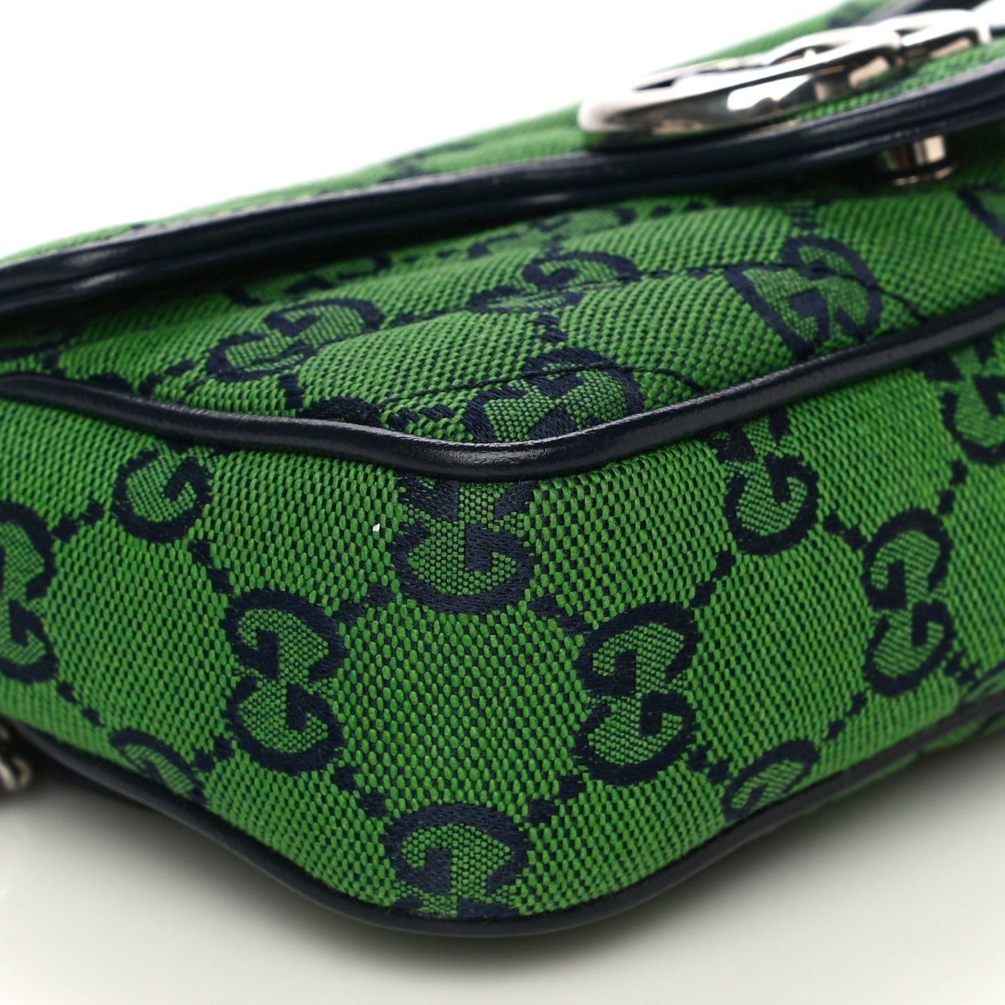 Monogram Multicolor Matelasse Diagonal Super Mini GG Marmont Shoulder Bag Green Blue