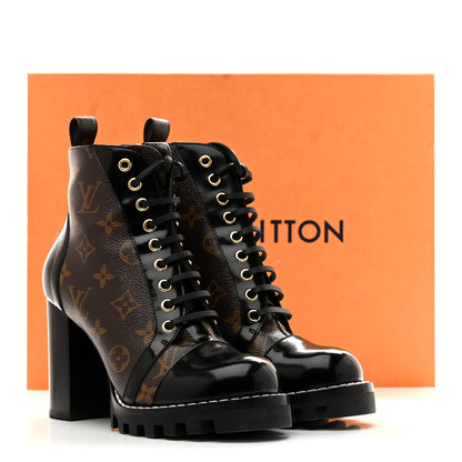 Louis Vuitton Patent Calfskin Monogram Star Trail Ankle Boots 37.5 Black 10 of 10